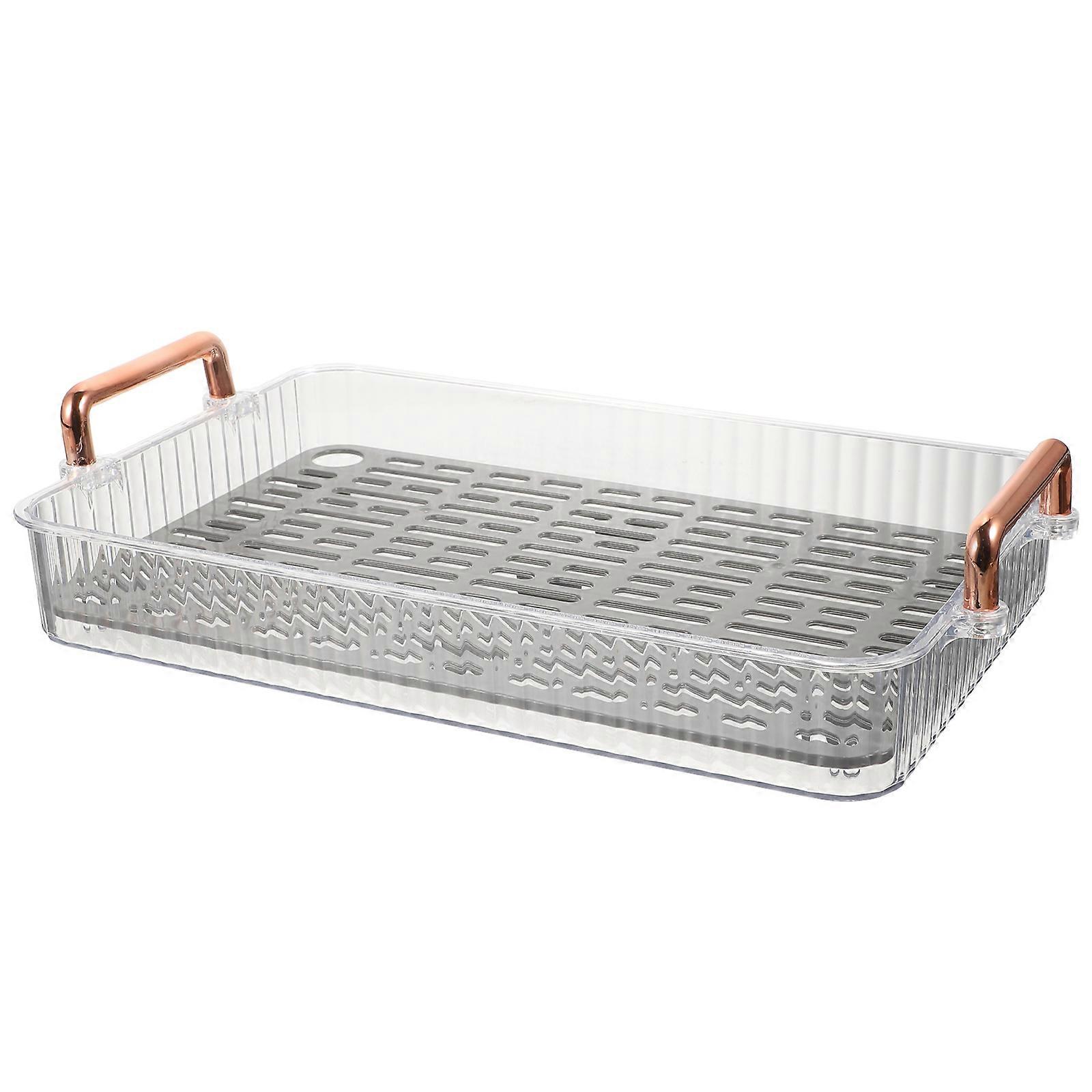 Dish Drain Tray 3Pcs Rectangular Kitchen Accessories For Home Use Draining Drying Rack In Silver Color
