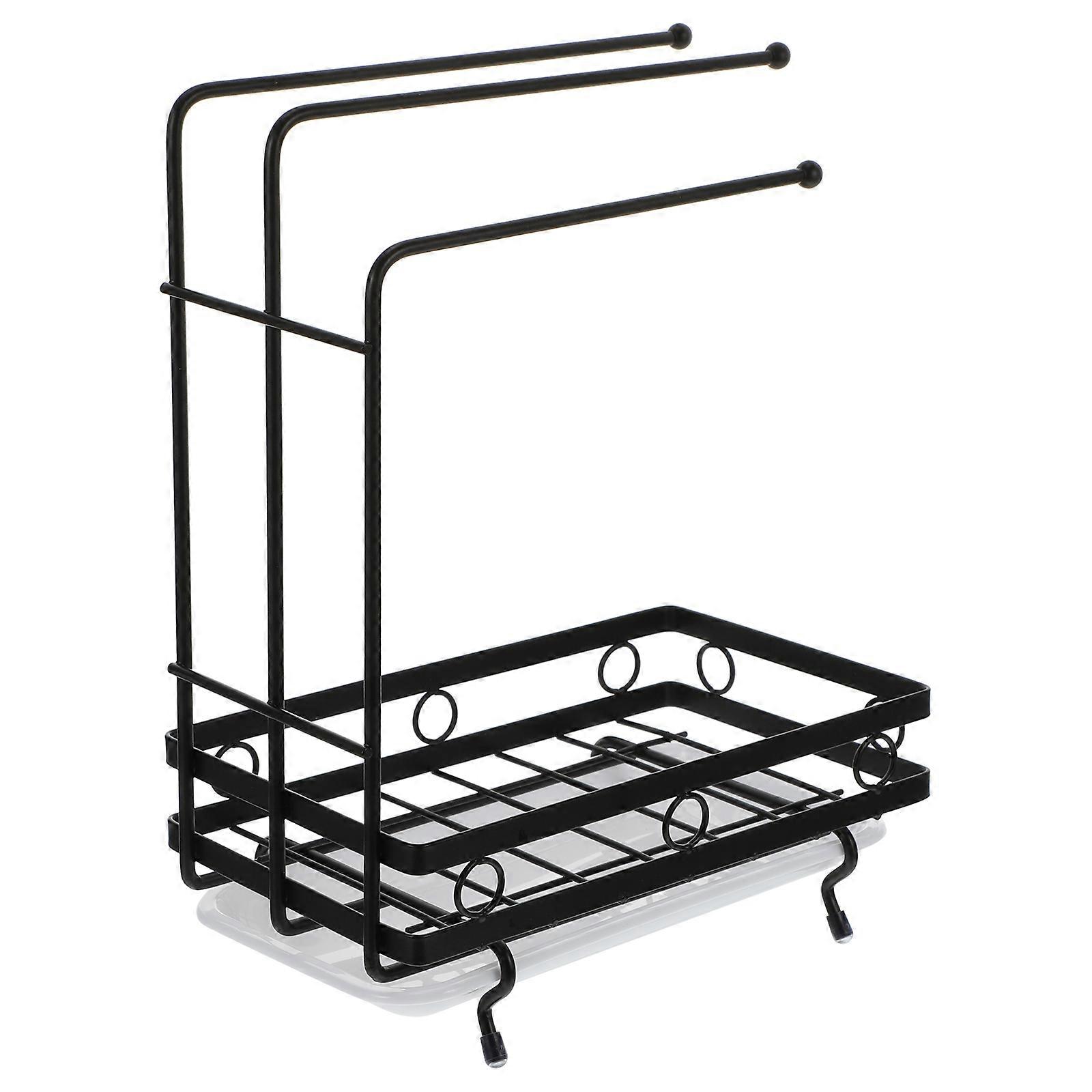Plastic Sponge Rag Rack 1Pcs Black Kitchen Storage Rack with Rust-Free Durability