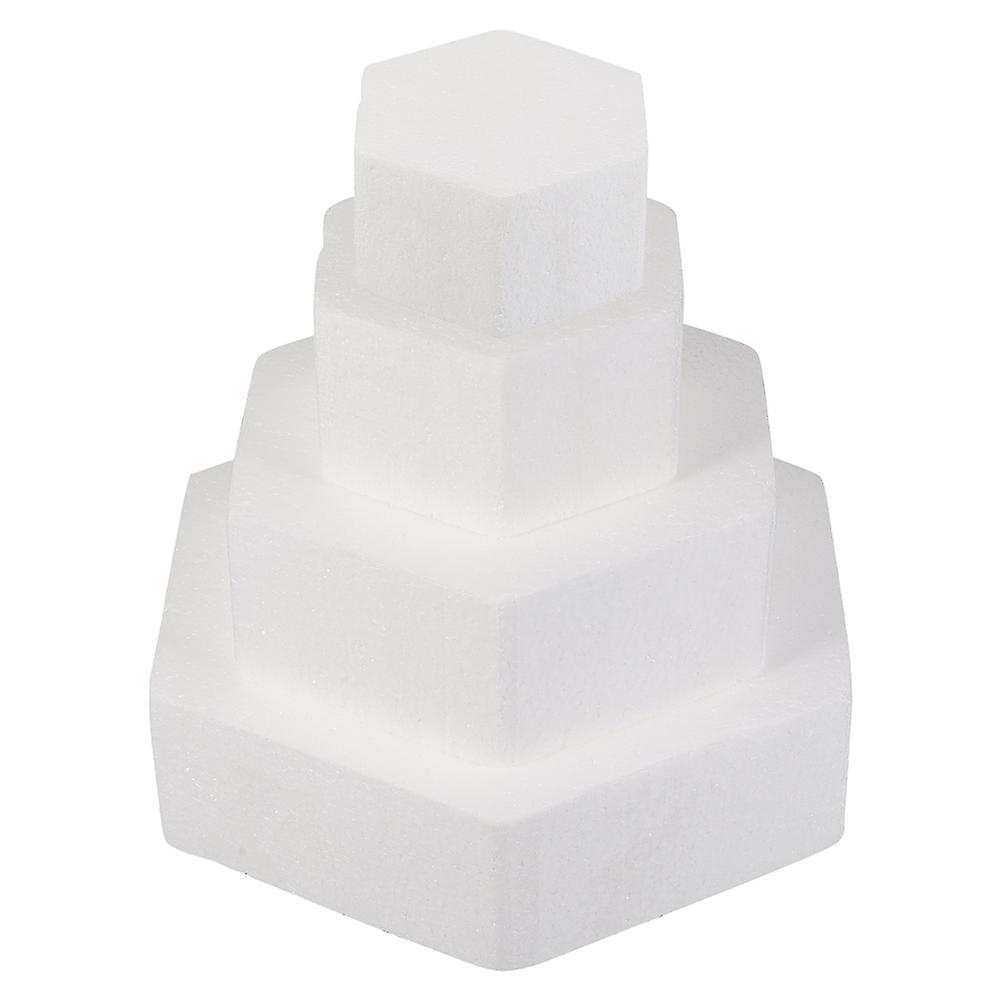 Artificial Cake Display Dummy 4Pcs Hexagonal White Decoration Practice Cake Decorating Ideal for Bakers