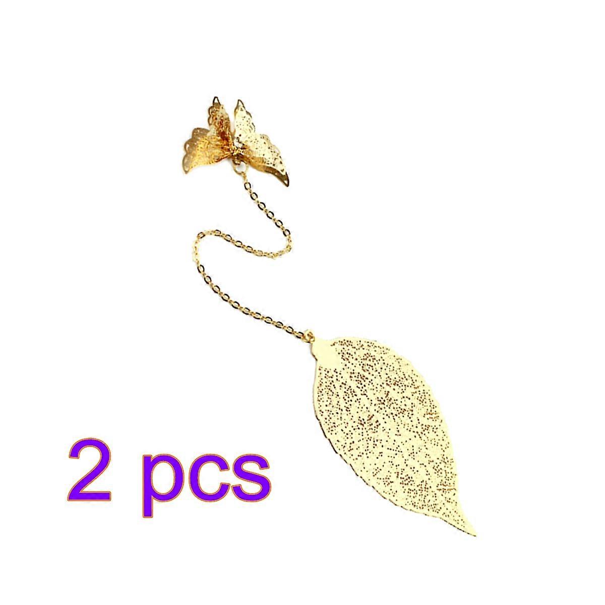Gold Leaf Bookmark Creative Metal Bookmark for Book Marking 2Pcs