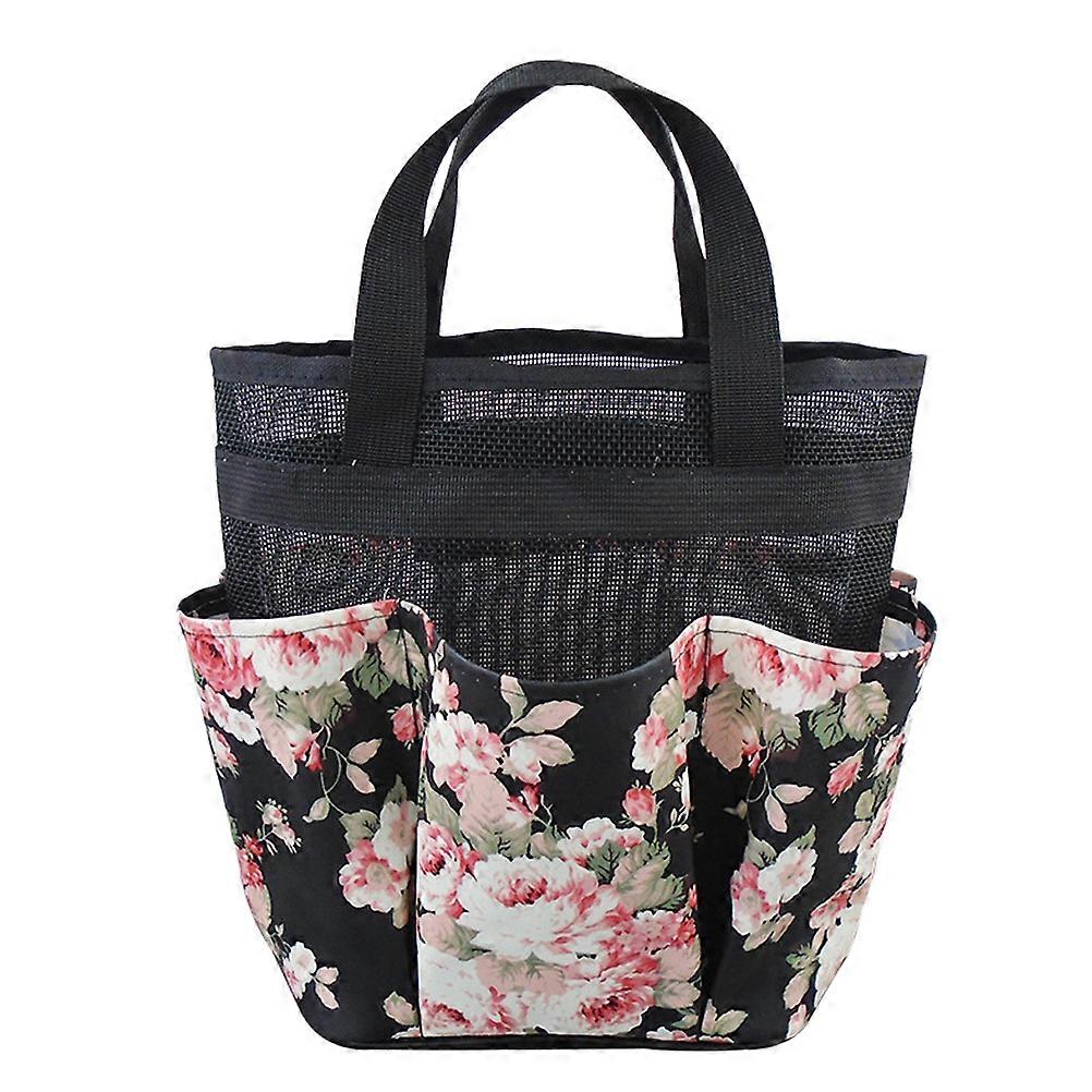 Bath Organizer Mesh Foldable for Storage Use 2Pcs Black Portable Tote