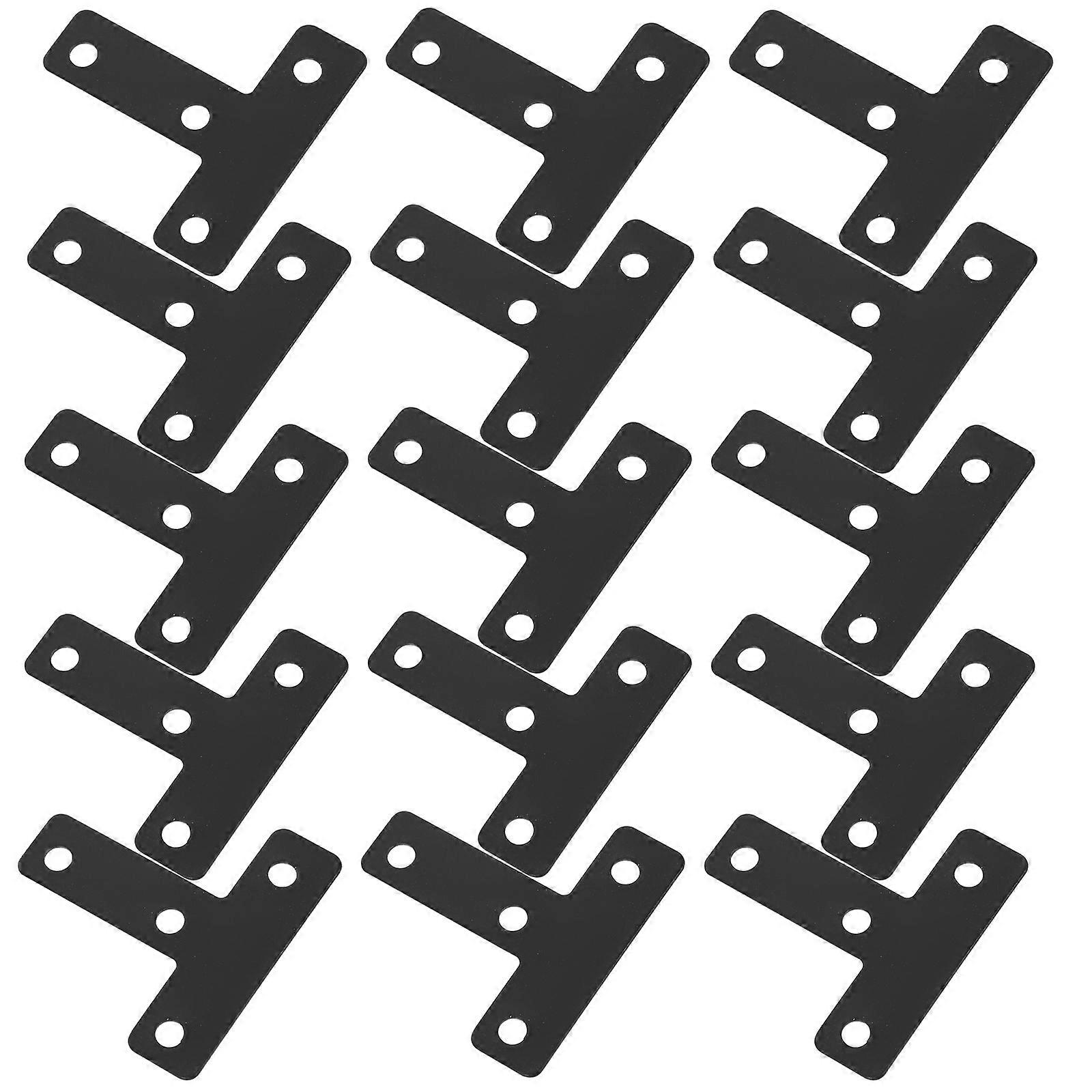 Stainless Steel T-Shape Corner Brackets For DIY Projects And Commercial Spaces Black Flat Furniture Connection 100 Pcs