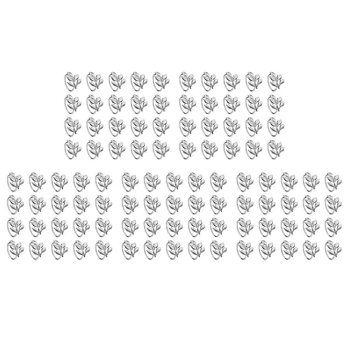 20Pcs Silver Leaf Napkin Rings - Silver Napkin Ring for Table Napkins