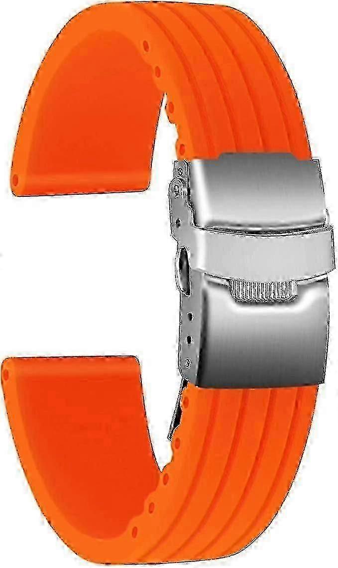 Rubber Watch Band With Stainless Steel Folding Clasp Unisex f26n