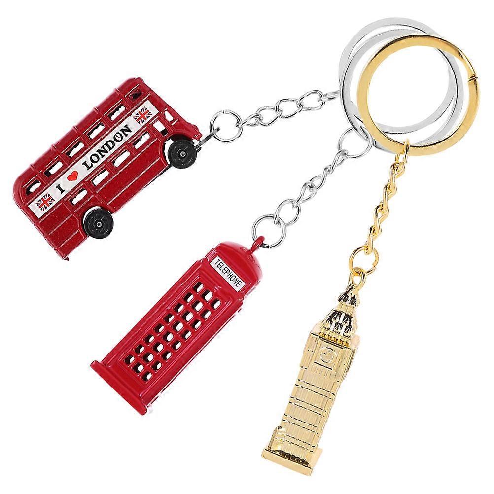 British Keychain Telephone Booth Box Keyrings for Car Keys 12Pcs Set
