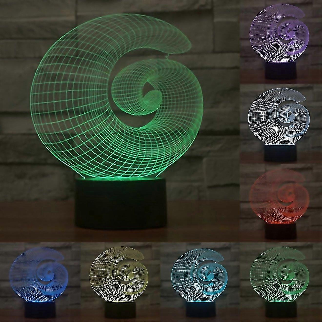 Interrupteur tactile 3D de style abstrait, lumière LED à 7 couleurs, décoloration, effet visuel créatif stéréo