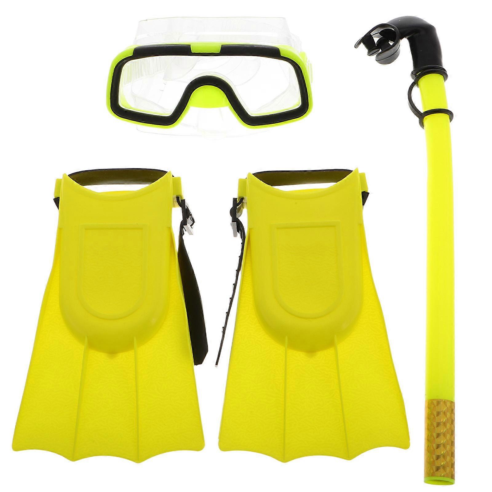 Kit de plongée jaune pour enfants avec tuba sec pour la natation, 4 sets