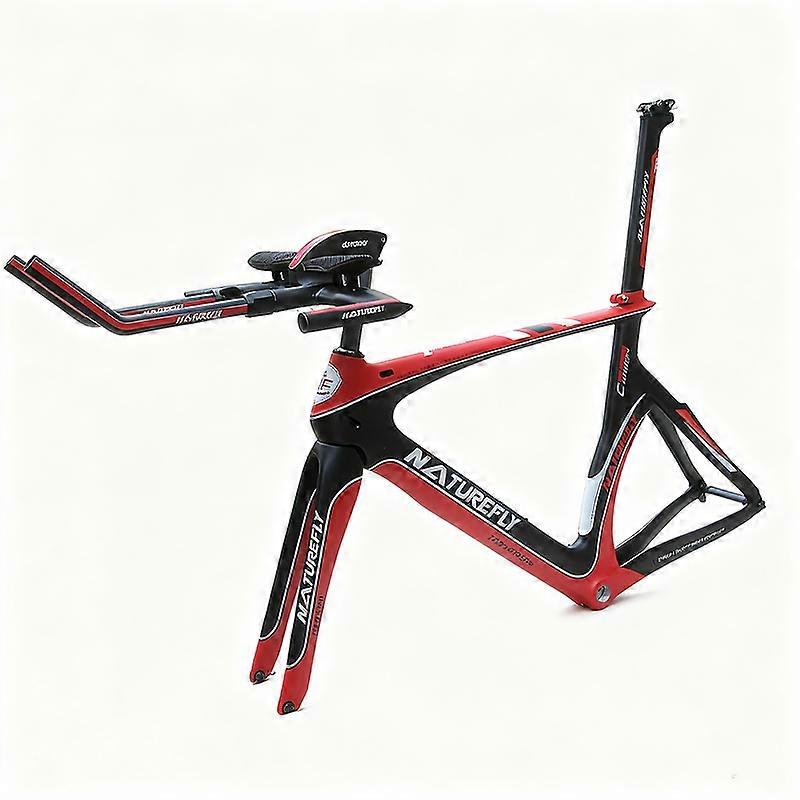 Professional Red Carbon TT Bike Frame Time Trial Frameset 58cm With Aero Handlebar