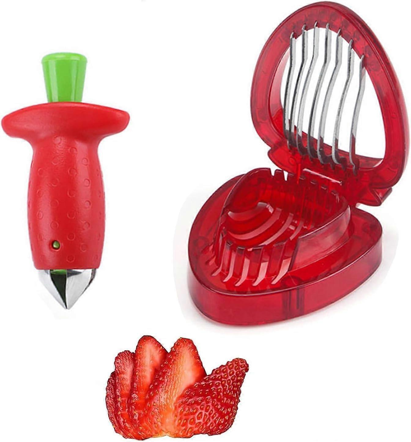 2In1 Strawberry Huller and Cutter Set Handheld Strawberry Tool for Easy Fruit Prep
