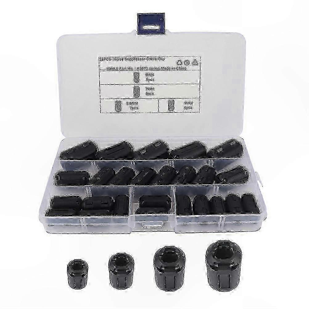 25-Pack Ferrite Ring Core Chokes for EMI RFI Noise Suppression Power Cord Use