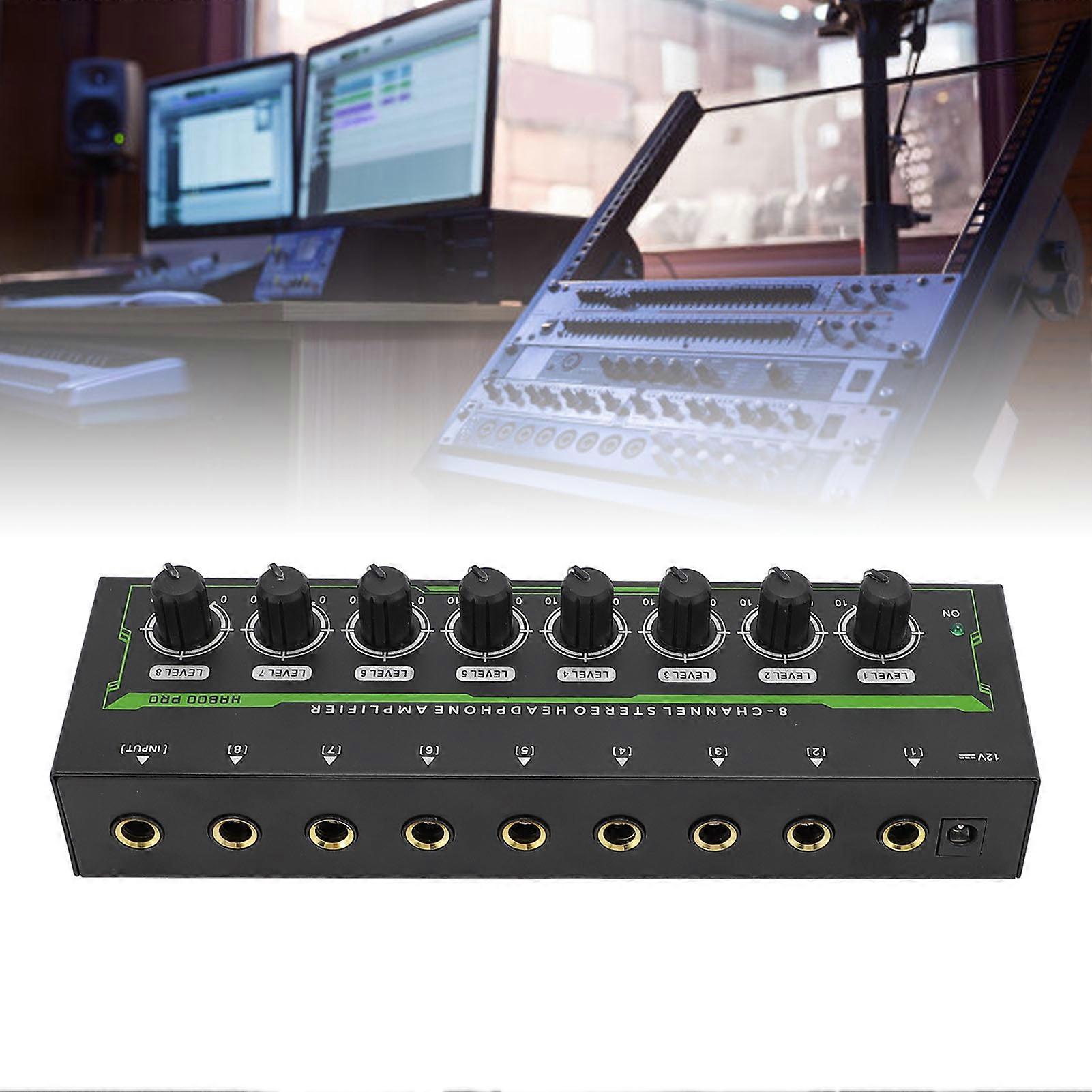 8 Channel Headphone Amplifier with 8 Channel Headphone Amplifier Fine Signal Amplification 6.35mm Volume Control Stereo Headphone Splitter GB Plug 