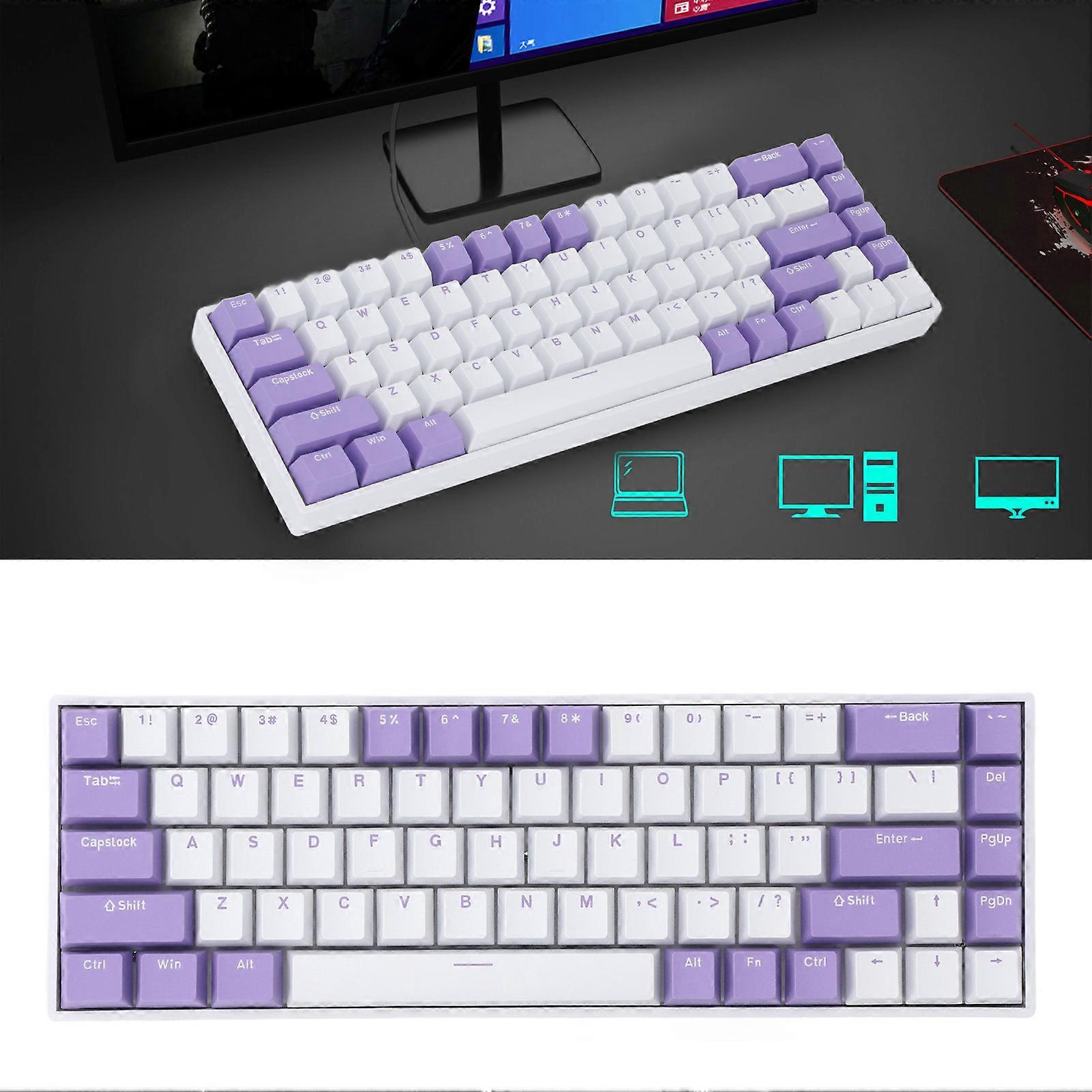 68 Keys Keyboard Hot Swappable Red Switch RGB Multi Light Modes 60% Mechanical Keyboard for Win for Android for IOS for HarmonyOS 