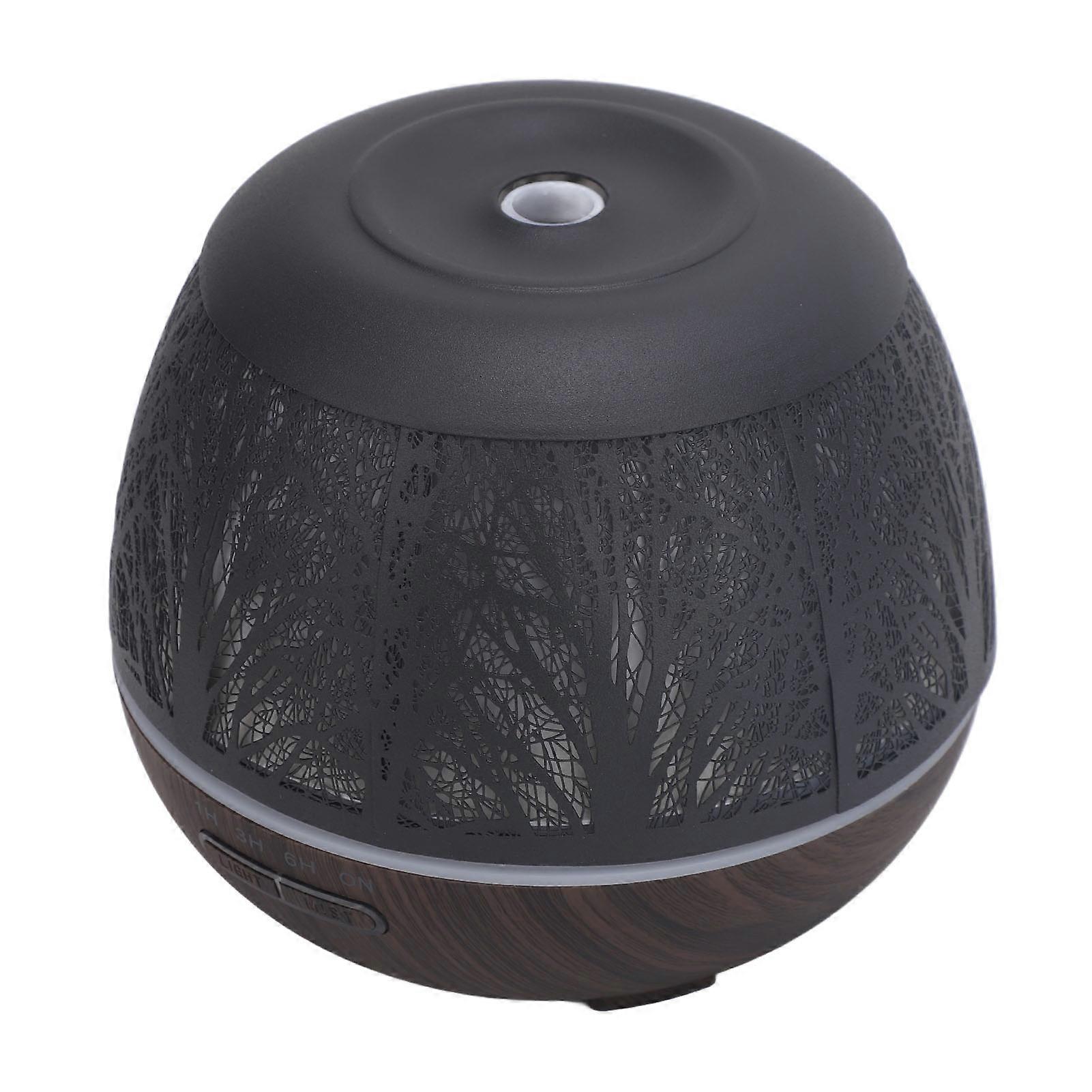 Essential Oil Diffuser with 7 Lights 400ml Ultrasound USB Retro Hollow Iron Tree Branch Aroma Diffuser Cool Mist Humidifier for Home Dark Wood Grain 