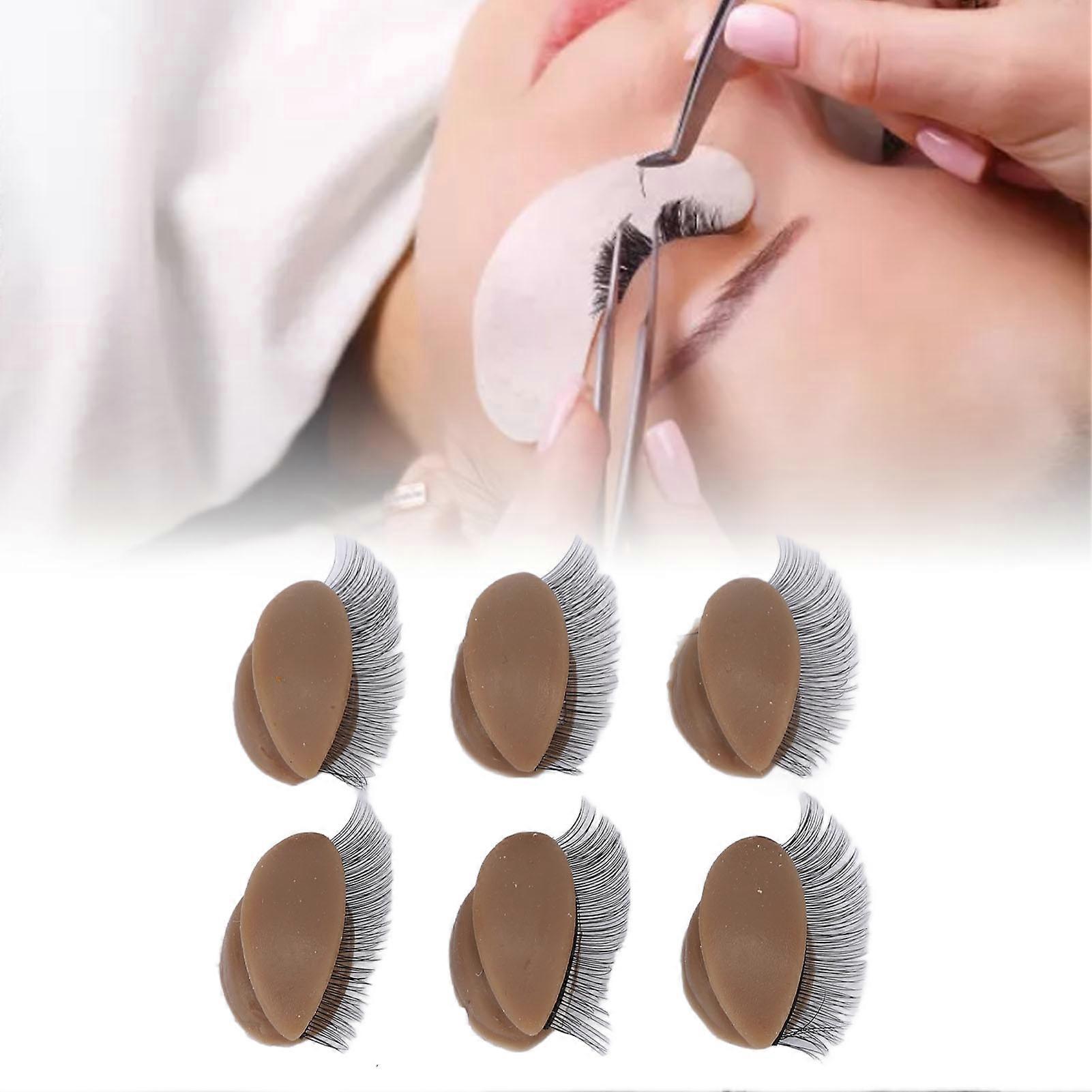 3 Pairs Replaced Eyelids Silicone Double Eyelashes Replacement Eyelids for Mannequin Head Brown 