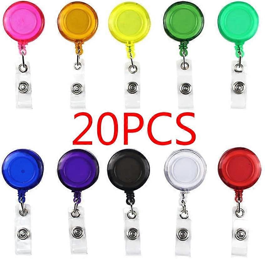 OBOSOE 20 Pcs Assorted Color ID Badge Holder Reel Retractable Key Clip, Mutlticolor
