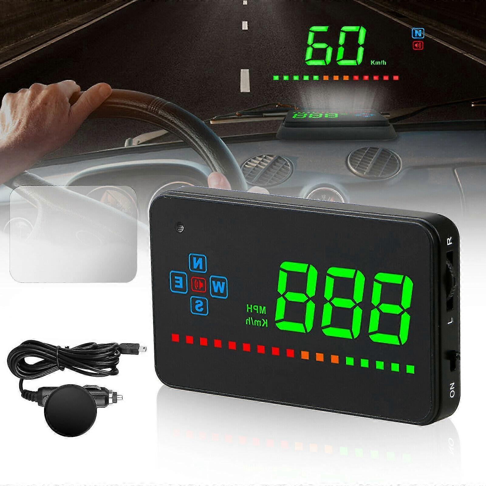 Car Digital Gps Speedometer Head Up Display Overspeed Mph/km Tired Warning Alarm