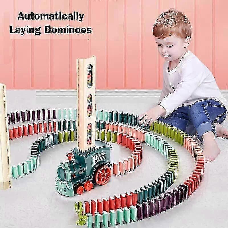 Automatic Domino Train Toy Set, Creative Electric Dominoes Automatically Rally Train 2025