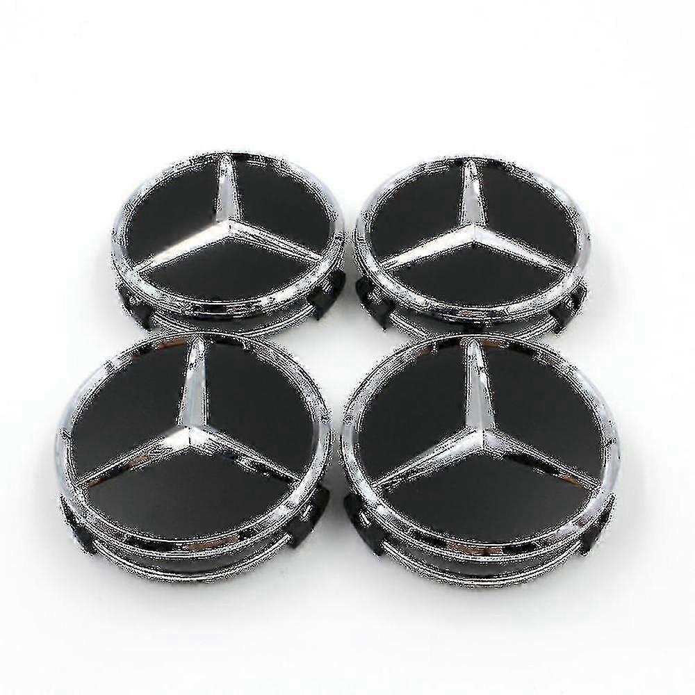 Κάλυμμα τροχού αυτοκινήτου 4 τεμαχίων με λογότυπο Benz, ζάντες 75mm, λογότυπο κεντρικής ζάντας, σήμα 3 γωνιών