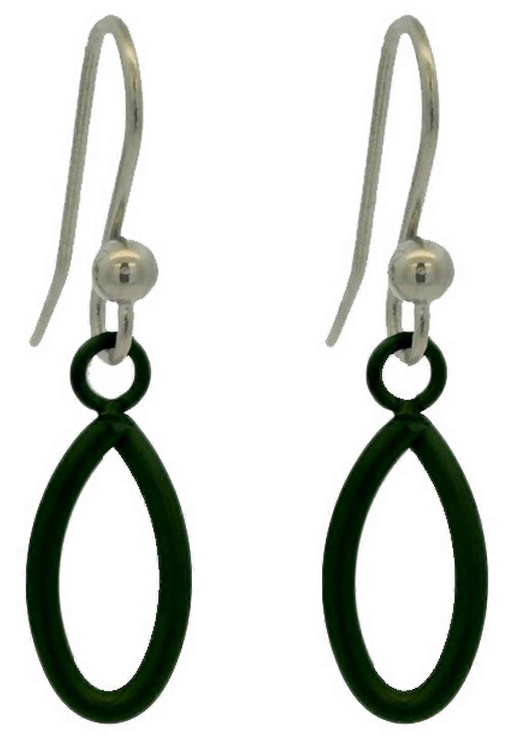 Ti2 Titanium Crossover Drops Earrings - Black