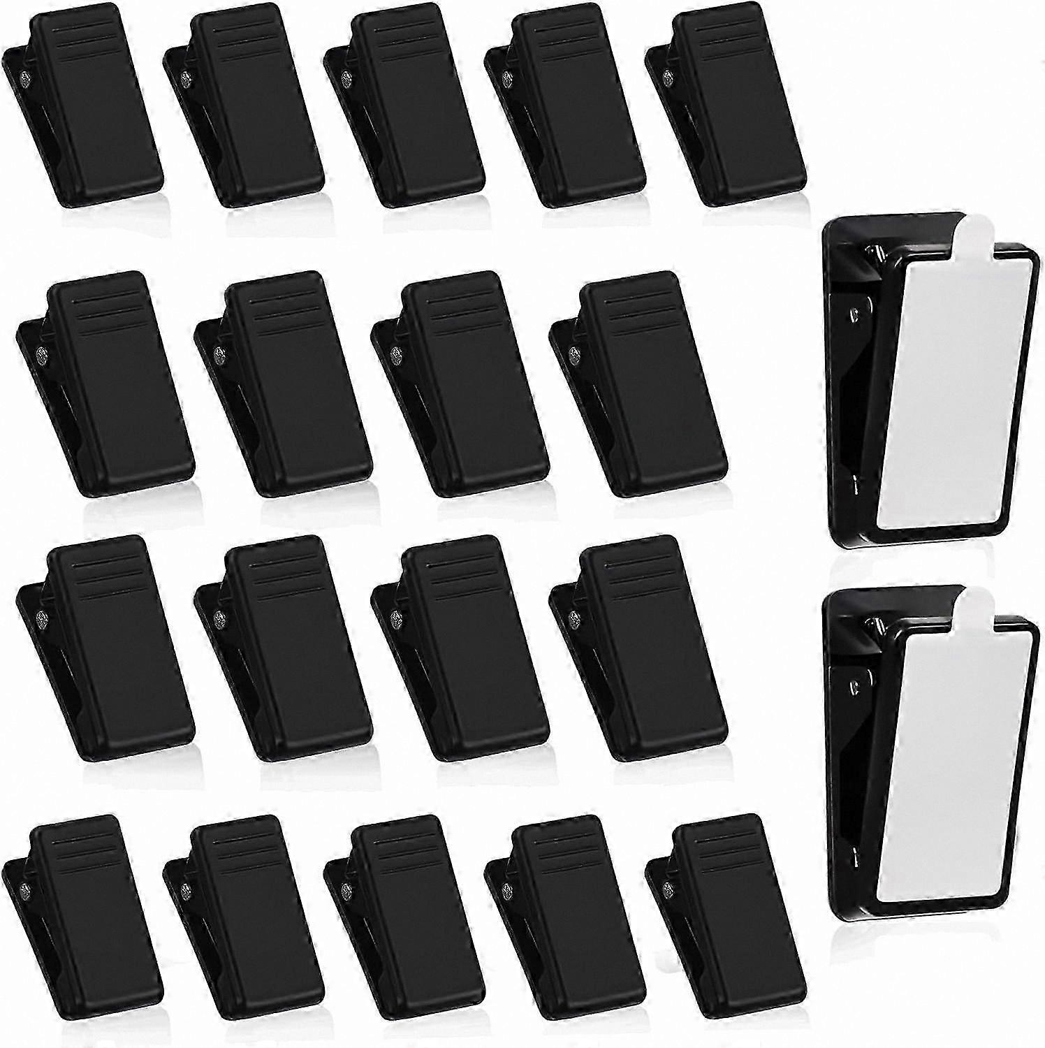 20pcs Adhesive Clips for Wall: Black Self-Stick Clamps for Hanging Photos, Posters, and Office Files - Easy-to-Use Spring Clamps for Picture Display