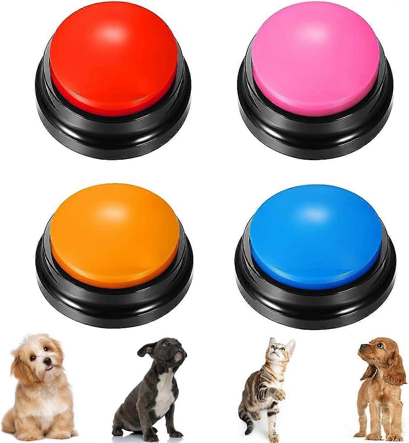 Voice Recording Button, Set of 4 Dog Buttons for Communication Pet Training Buzzer, 30 Second Record & Playback, for Family Game and Trivia Nights