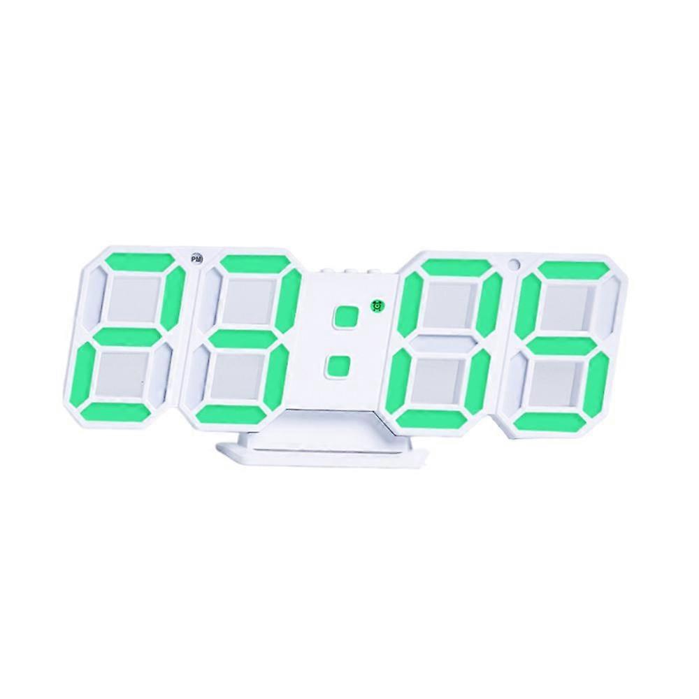 Fnyoxu Digital Alarm Clock Automatic Photosensitive Digital Clock 3 D Electronic Clock Multi-function Mount Dual-purpose LED Clock White Frame