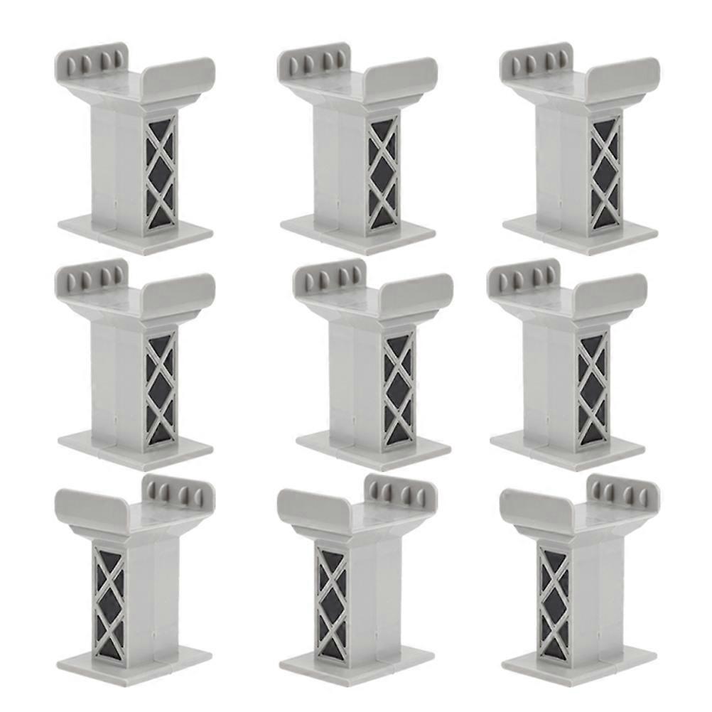 Train Track Bridge Supports for Playing 9Pcs Grey Plastic Toy Pieces