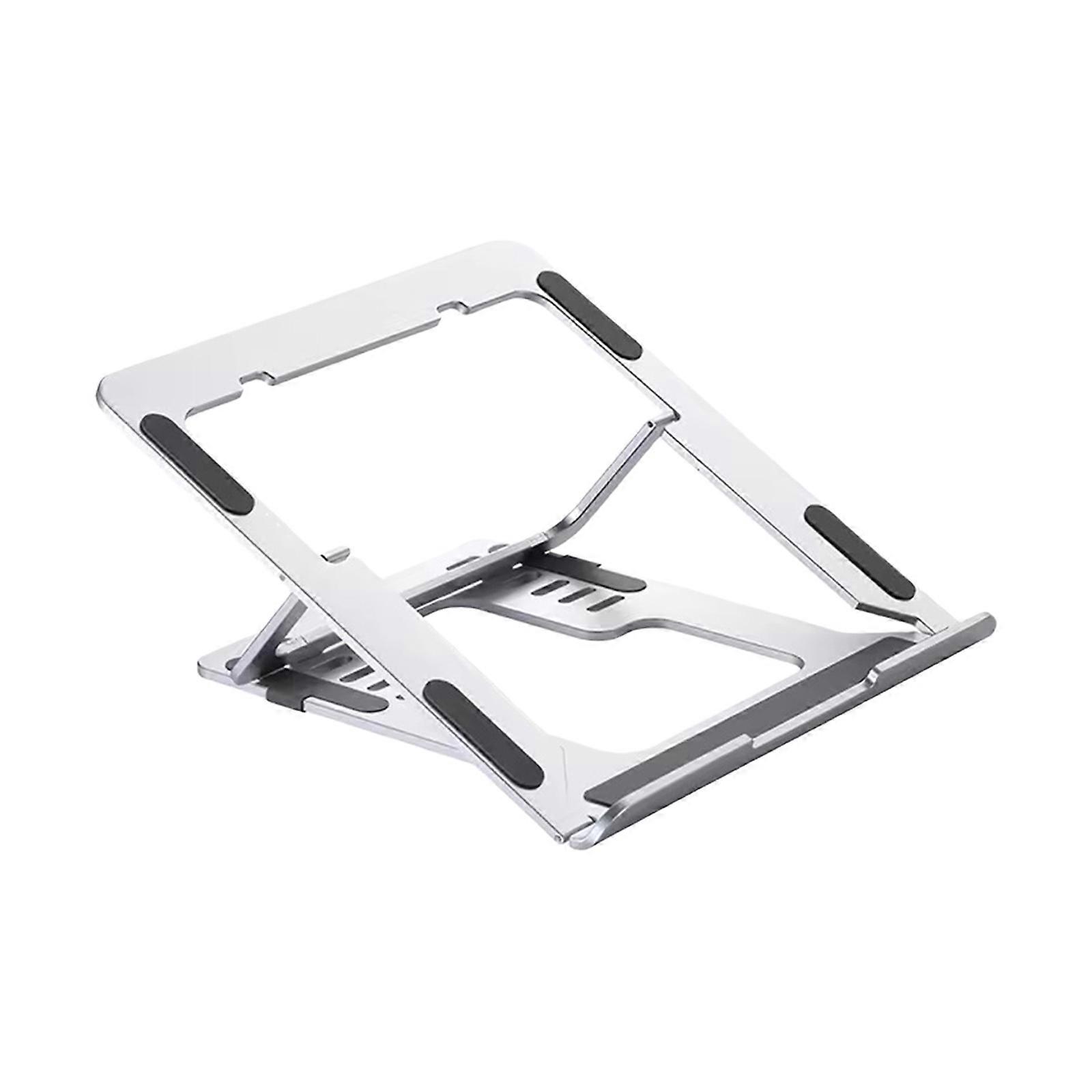 MultiAngle Aluminum Laptop Stand Foldable Portable Structure 6Adjustable NonSlip Base for 11-15.6inch Tablets Notebook  Silver