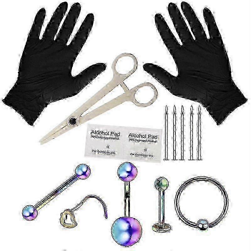 1 Set Professional Body Piercing Tool Kit Ear Nose Navel Eyebrow Lip Nose Needles Set Db