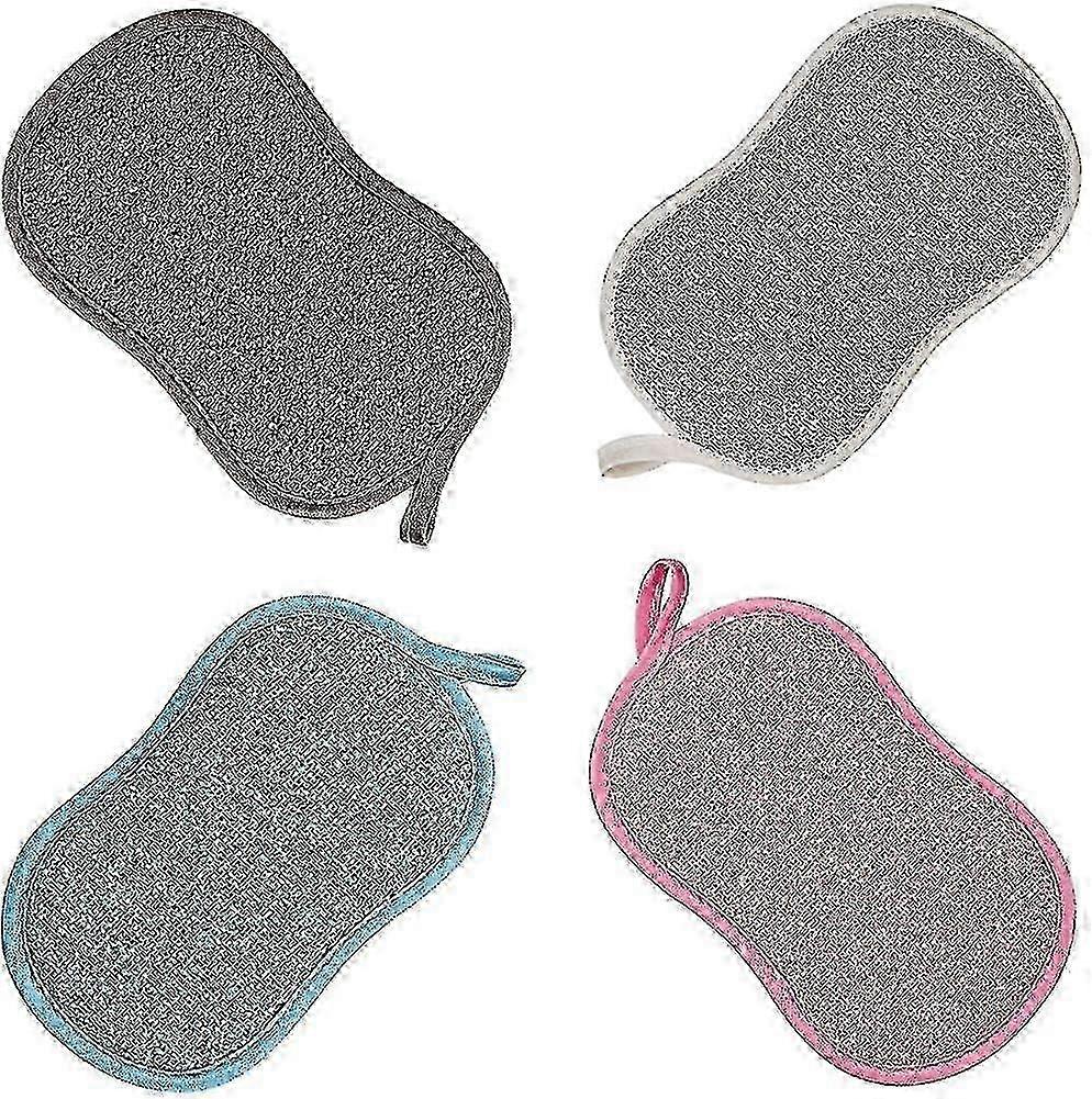 Lot de 8 éponges à vaisselle réutilisables en microfibre antibactériennes lavables pour un récurage et un nettoyage efficaces
