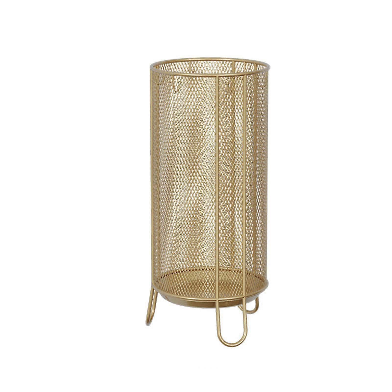 Large Gold Metal Umbrella Stand with Hooks  Standing Entryway Storage Rack for Home Office