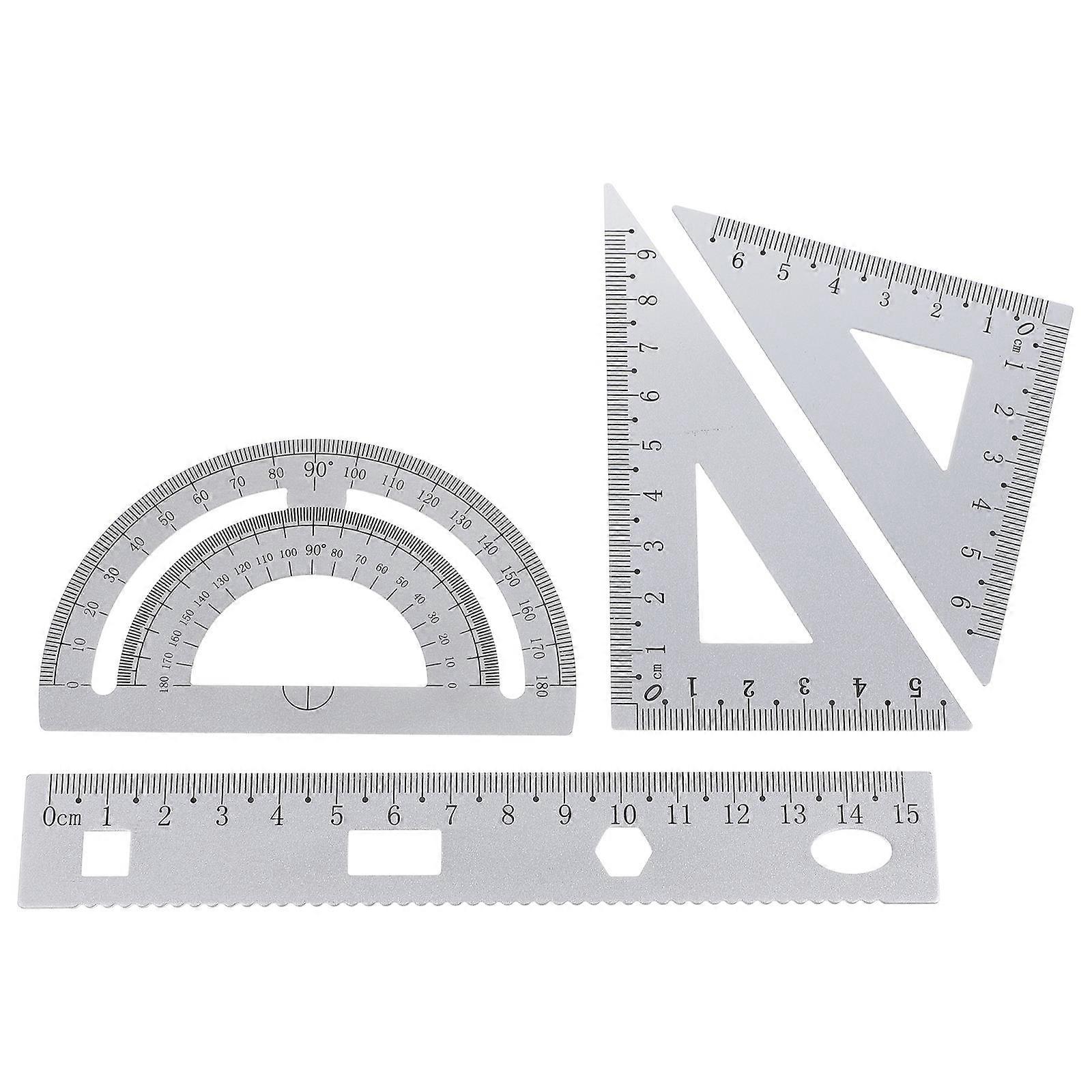 Silver DIY Metal Ruler Set for Architect Use with 1Set