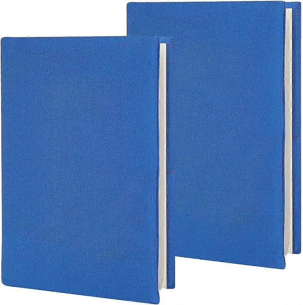 2Pcs Blue Book Covers Elastic Book Cover 7 x 13in Stretchable Wrap Sleeve Up to 7 x 9in Rectangle Cloth Fabric Reusable Protective Notebook Sleeves fo