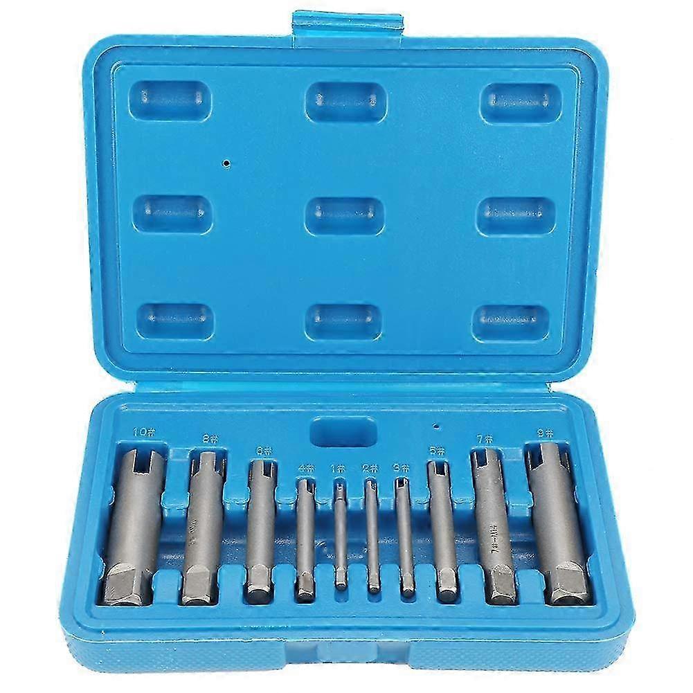 Screw Tap Extractor Set 10 Pcs 3- and 4-Flute Broken Head Removers For Stripped Screws