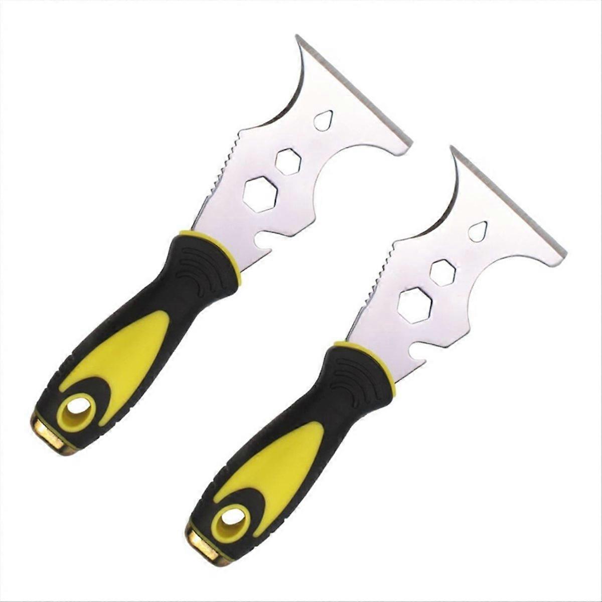 2PC Paint Scraper Set with Handle for Wood Wallpaper Grout Multi-Tool