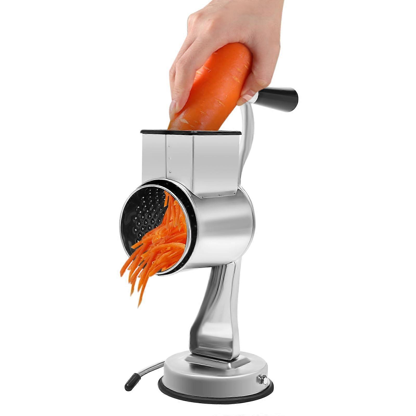 Vegetable Slicer with 5 Interchangeable Blades, Stainless Steel Rotary Cheese Grater for Fruits and Nuts