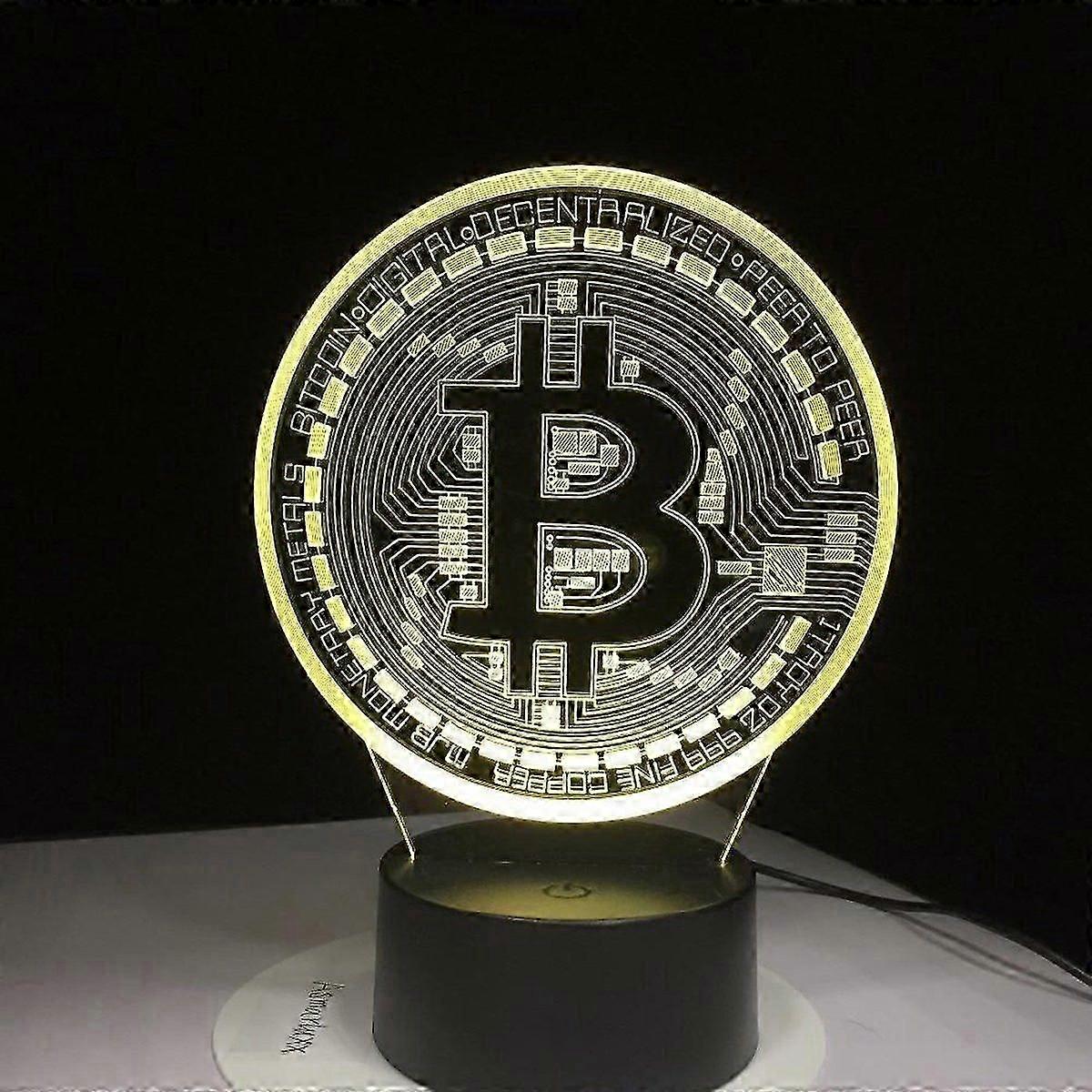 Bitcoin Coin Art Acrylic Led Night Light for Room Decorative Nightlight Touch Sensor 16 Colors Changing 3D Table Night Lamp