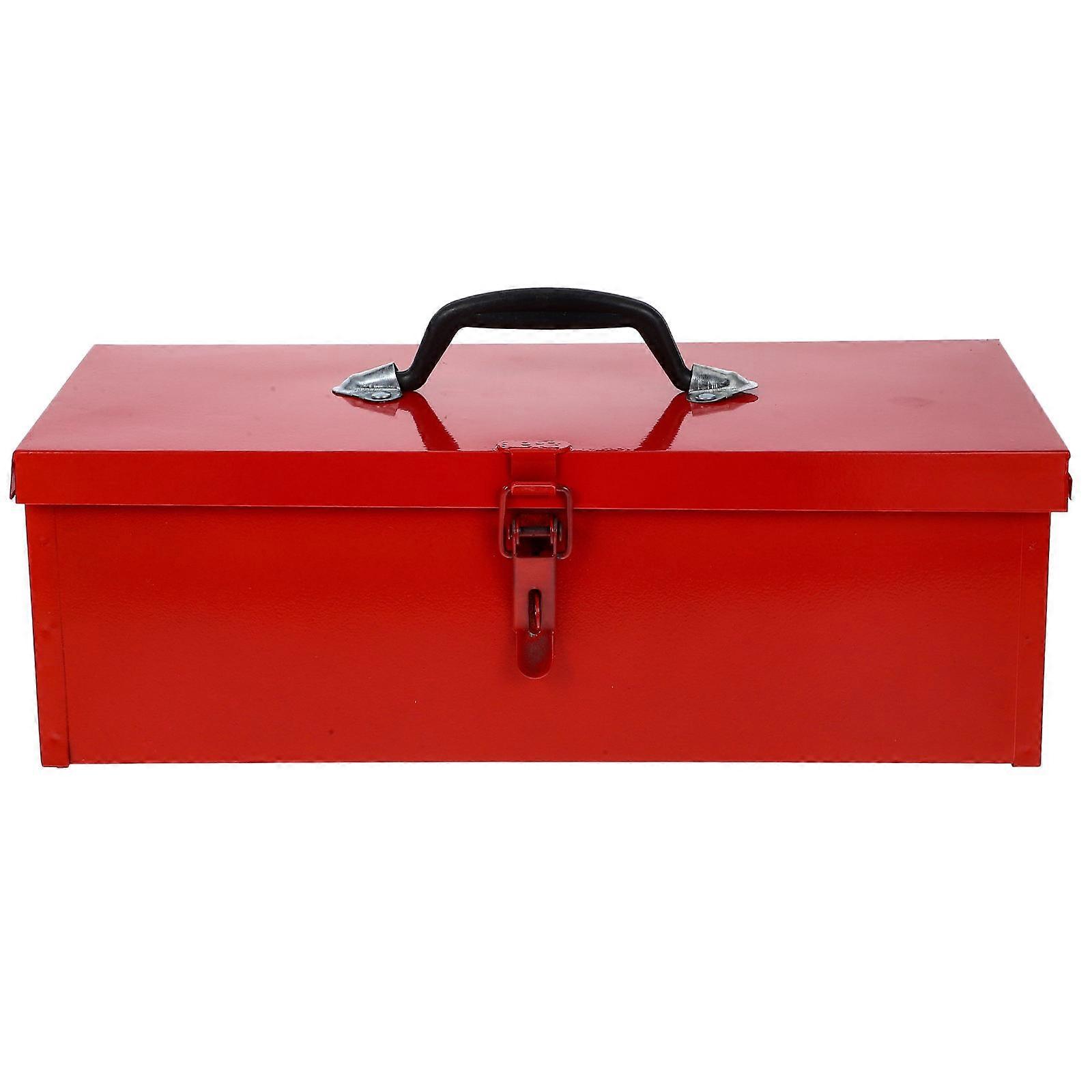 Sheet Tool Box With Lock, 15 x 6.3 x 5.1 Inch Portable Metal Storage Container for Home Use