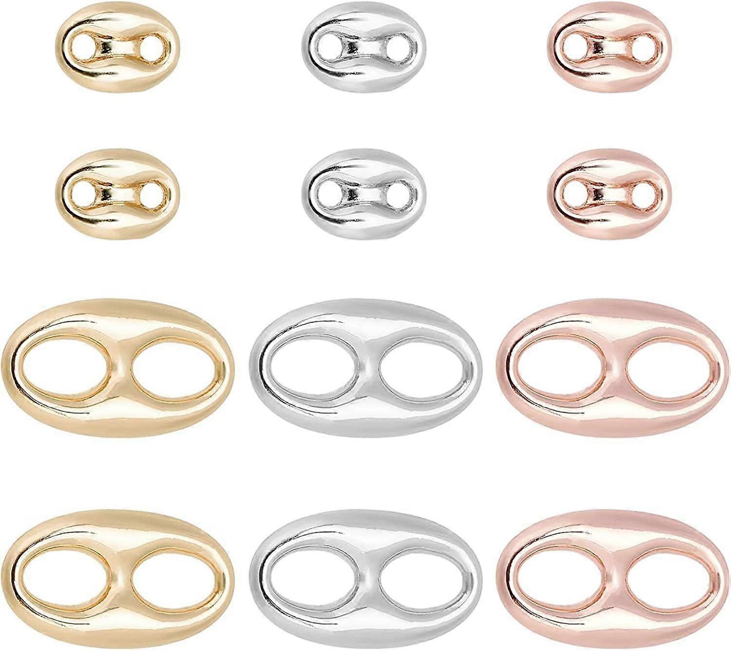 12pcs 3 Color Brass Charms Links Connectors Oval Golden Plated Link Bulk Brass Closed Clasp Links Button Quick Links Connectors for Necklace Wrapped B
