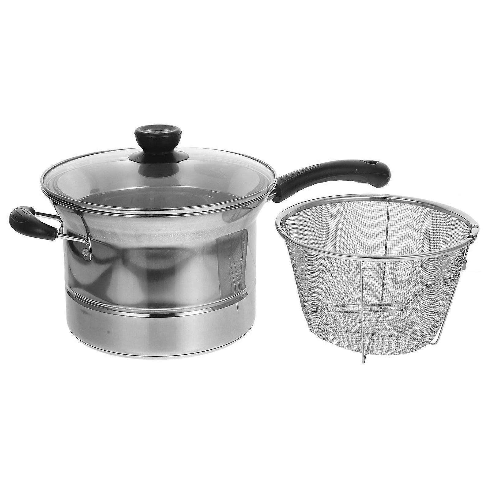 Silver Stainless Steel Multifunctional Soup Pot for Kitchen 1Set
