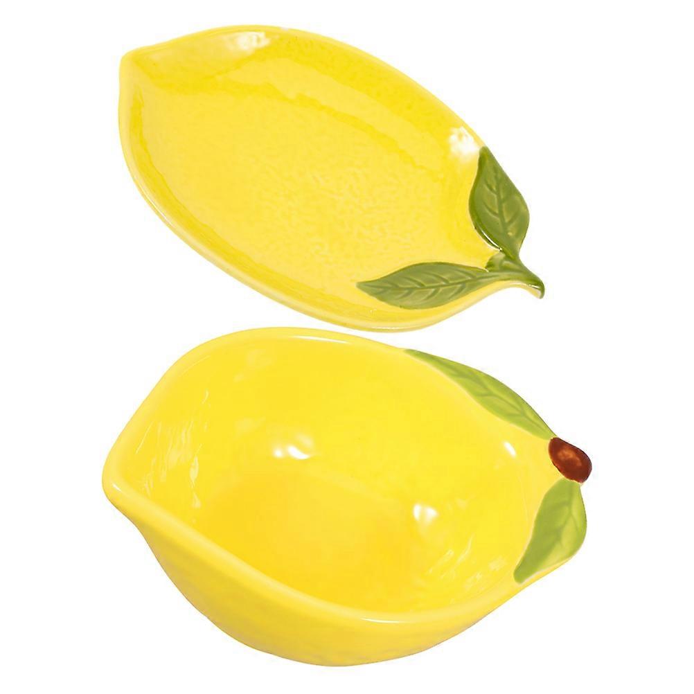 Creative Lemon Ceramic Tableware for Salad Serving 1Set Unique Plates