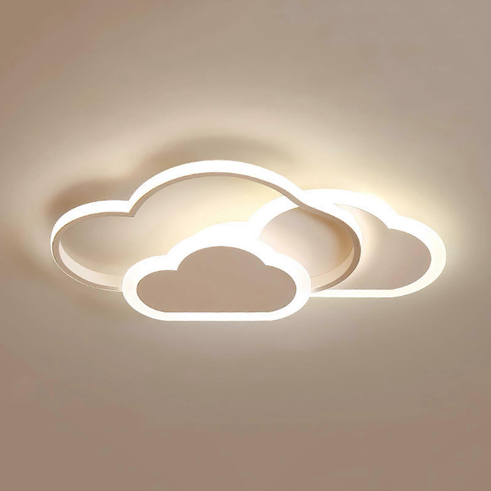 LED Ceiling Light Flush Mount, Dimmable Cloud Shape Fixture with 3 Color Modes for Kids Bedroom
