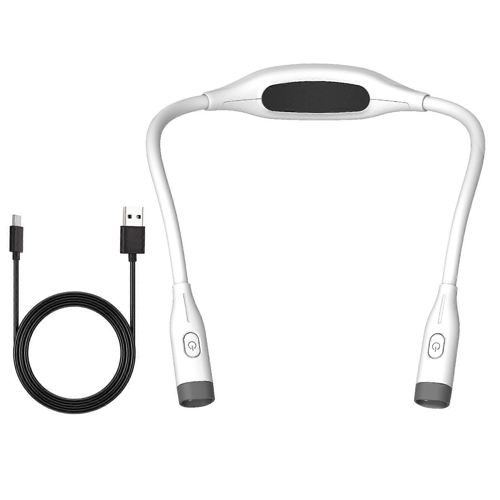 Rechargeable Neck Reading Light with Adjustable Color Temperature, Flexible Arms for Bedtime and Camping, White