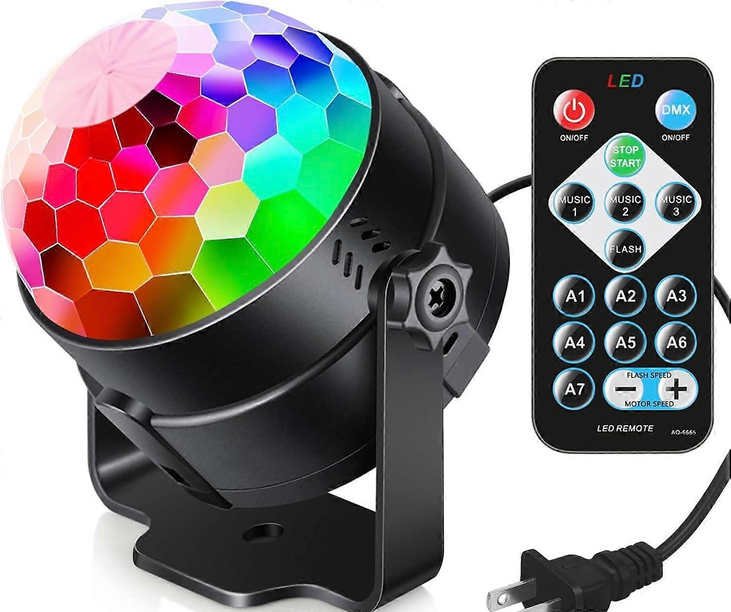 LED Party Light Sound Activated with Remote Control 7 Color Modes Compact 3.27inch