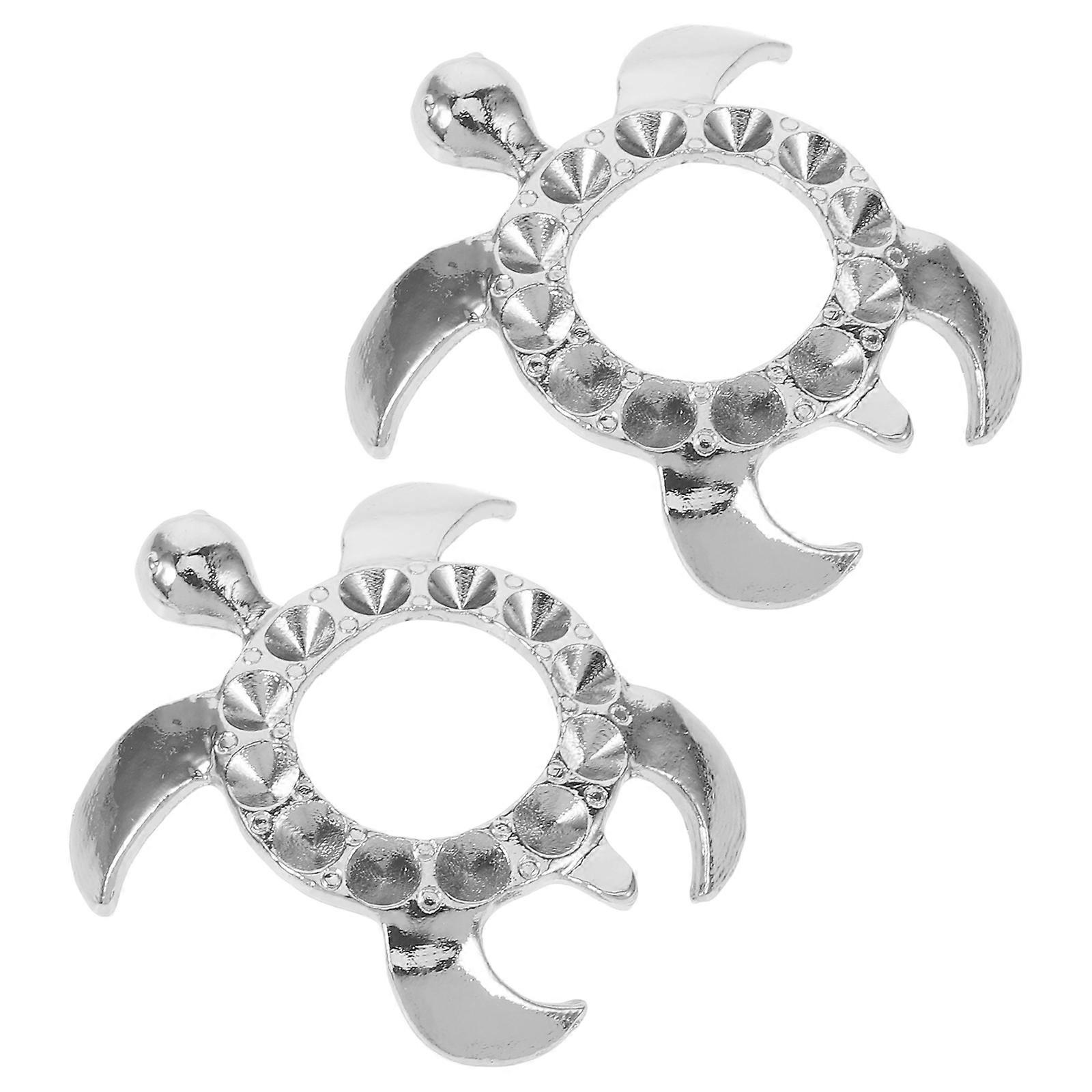 Silver Small Turtle Decoration Crystal Ball Stand for Holding 2Pcs