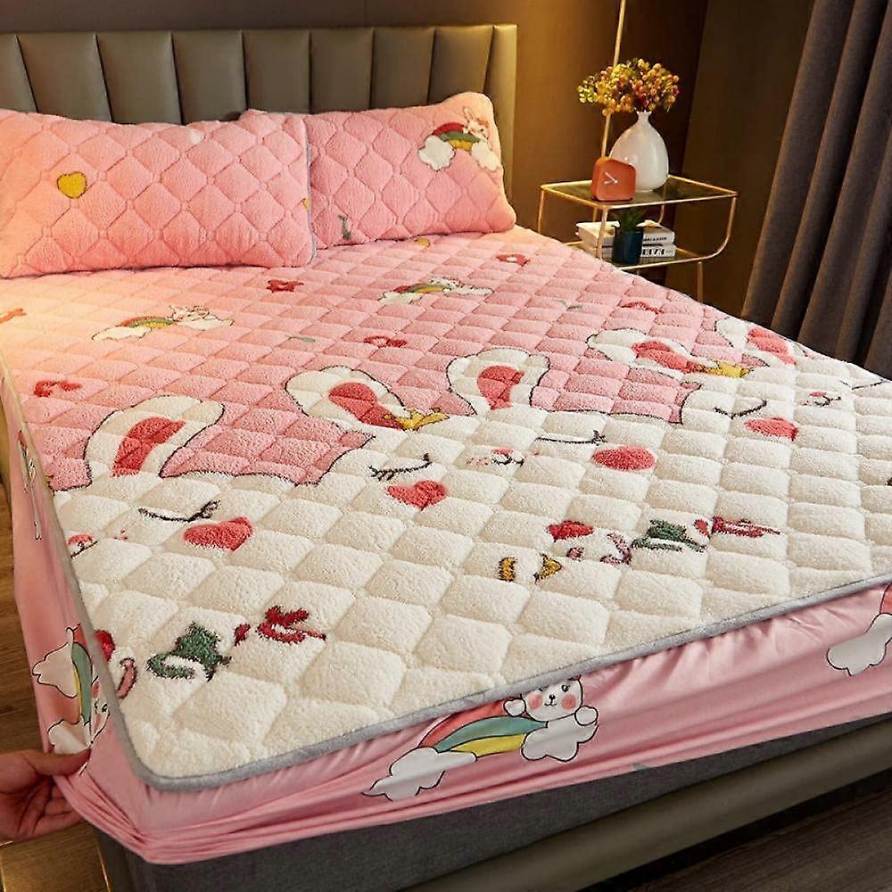 Velvet Lamb Wool Bedding Set Queen Size with Deep Pocket Fitted Sheet for Winter Warmth