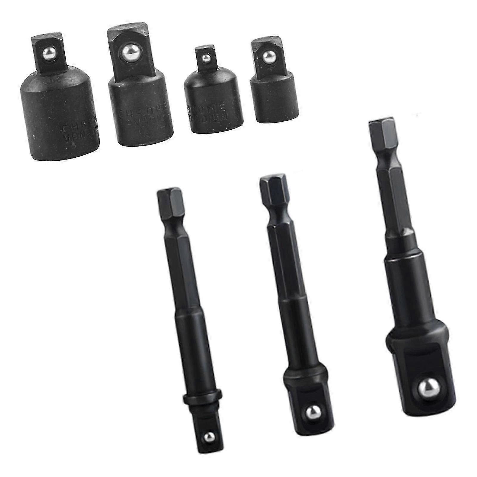 Multi-Size Square Socket Adapter Bit Set with 3 Steel Extension Rods