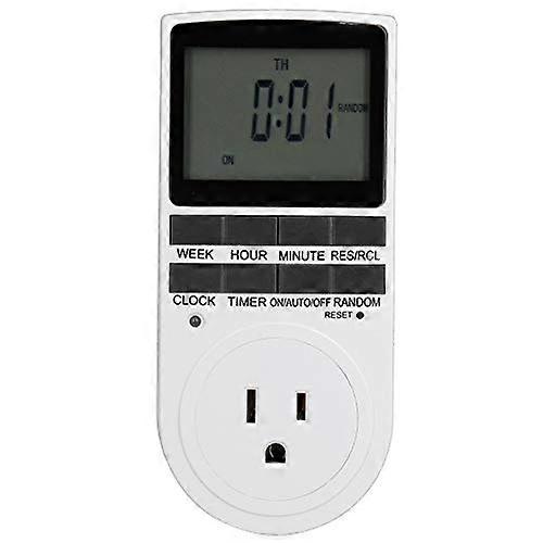 Digital Timer Switch 10A US Plug with LCD Display, 7 Day Programmable Outlet for Lights and Fans