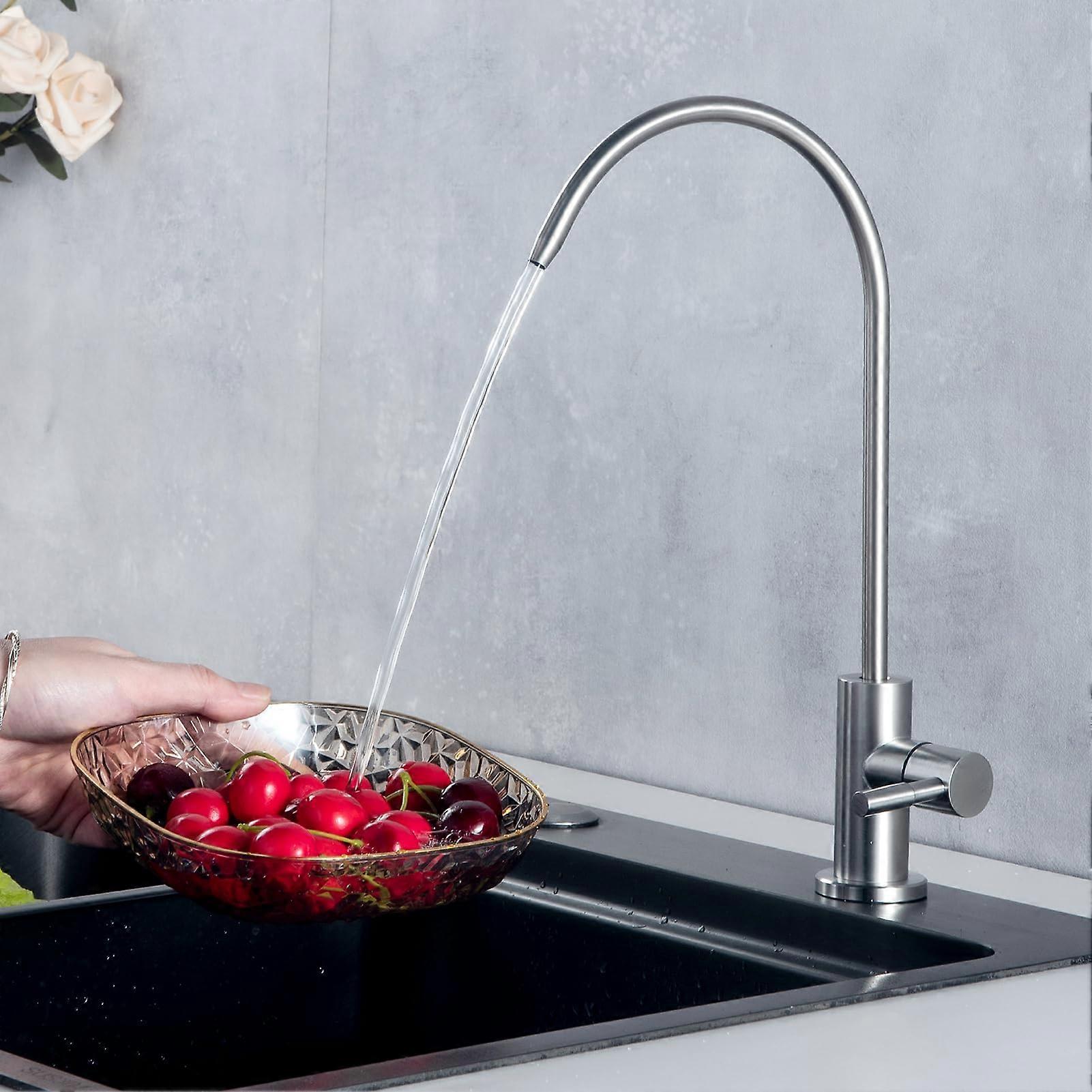 Reverse Osmosis Drinking Water Faucet Brushed Stainless Steel 304 NonAir Gap 360° Rotating Spout