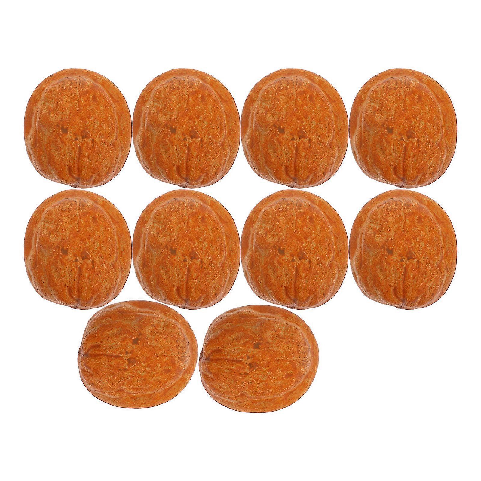 Artificial Walnut Model Fake Nut for Decor 10Pcs Brown Plastic Props